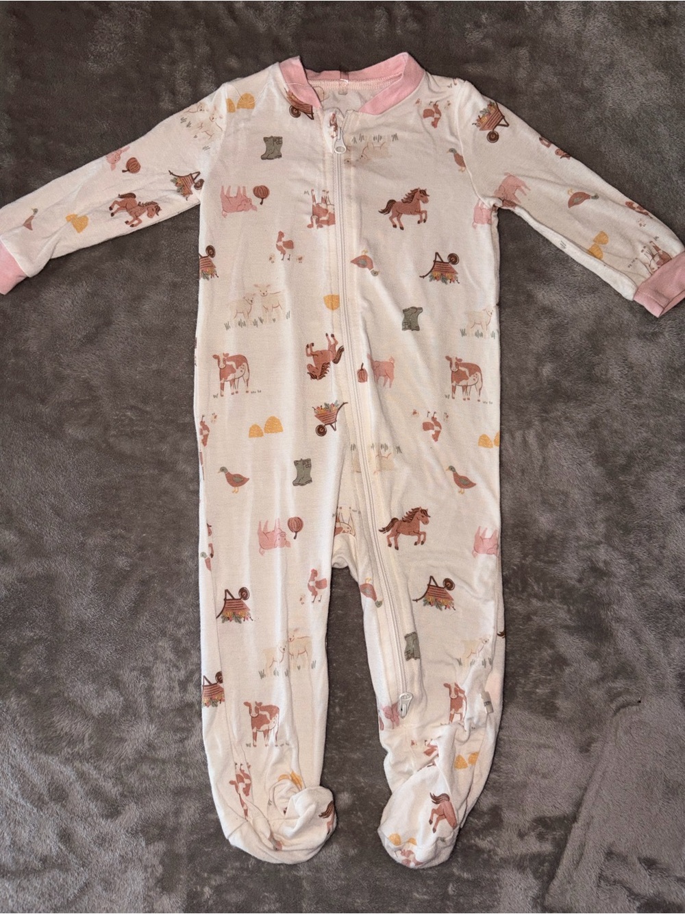 Milkberry farm animal footie 3-6M